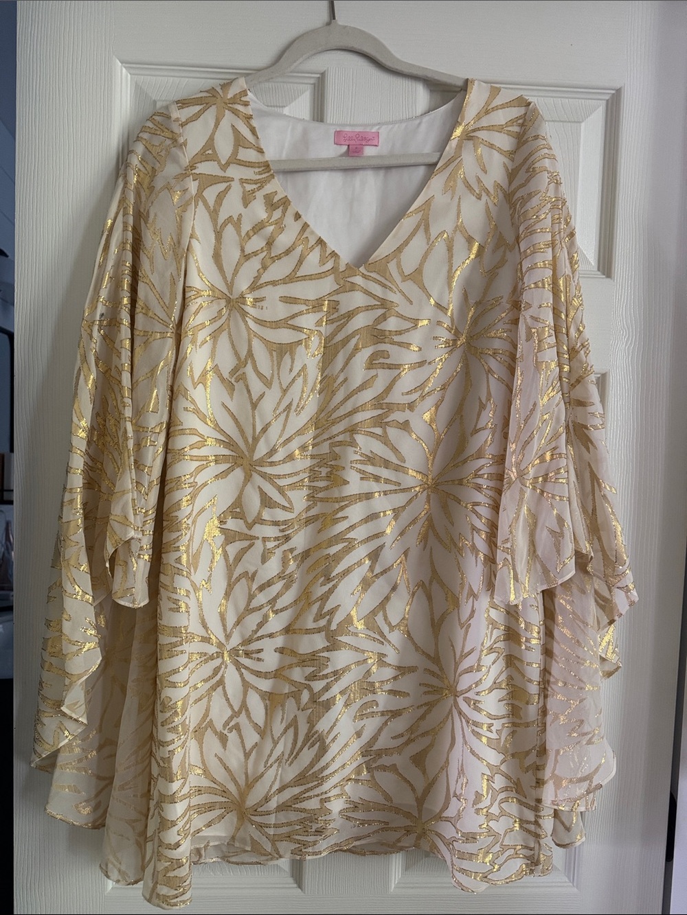 Lilly Pulitzer Cream Top with Gold Floral Foil